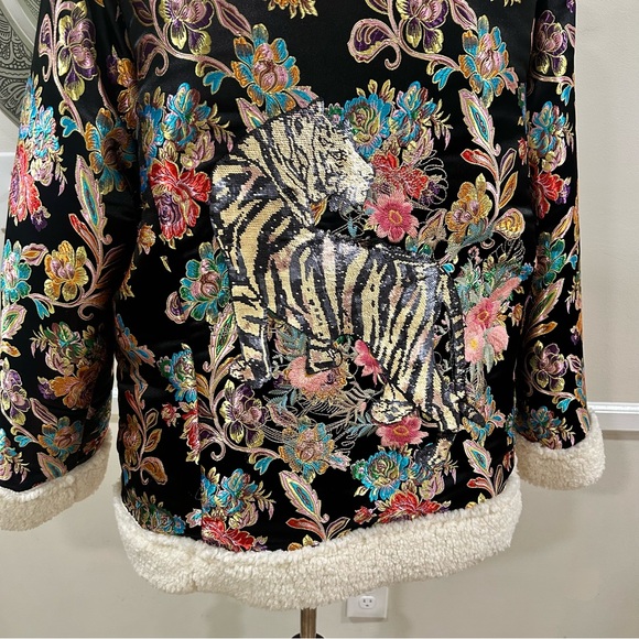 JOHNNY WAS Sofie Jacquard coat with sequin tiger back - Size M - Picture 10 of 11